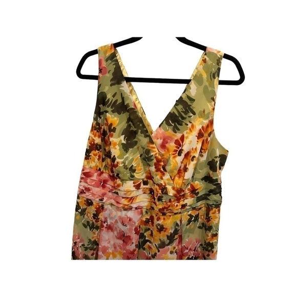 Avenue Floral V-Neck Faux Wrap Fully Lined Sleeveless Dress Size 16 - Picture 3 of 6